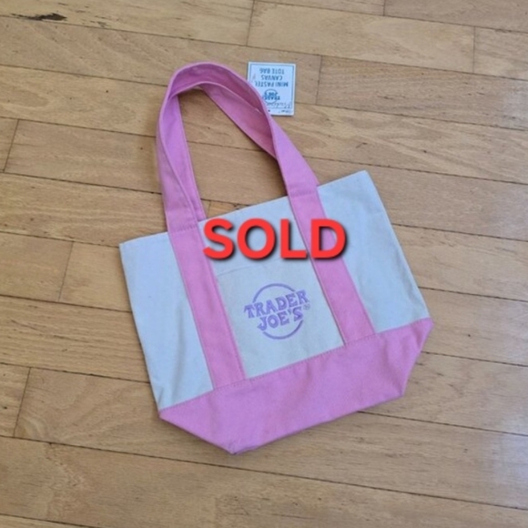 Trader Joe'S Handbags - Trader Joes | whimsy pastel pink mini canvas tote bag